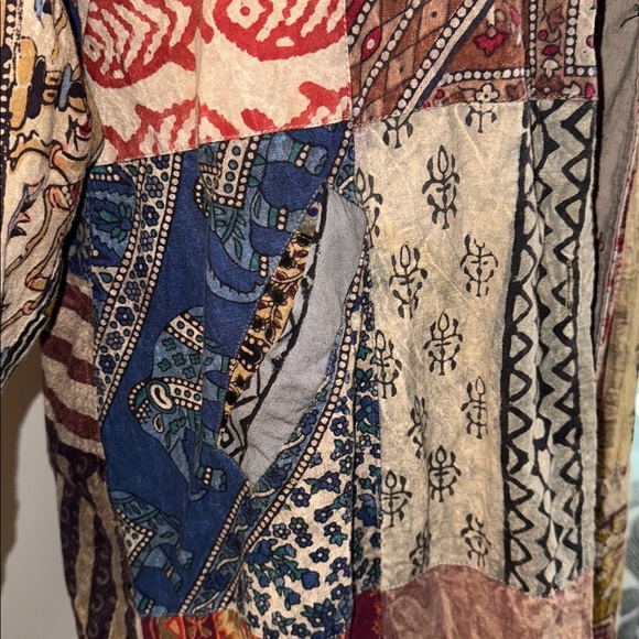 Sacred Threads Patchwork Kantha Long 100% Cotton Duster S/M - Picture 9 of 11